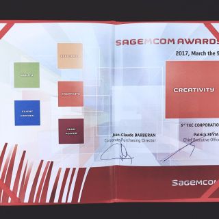 SAGEMCOM 優良供應商榮譽證書 (2017)